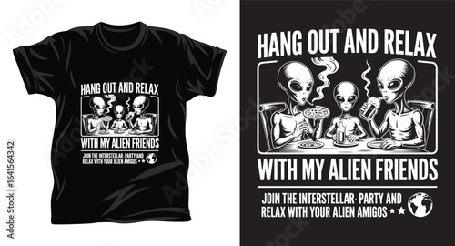 Alien graphic vector T shirt design print.