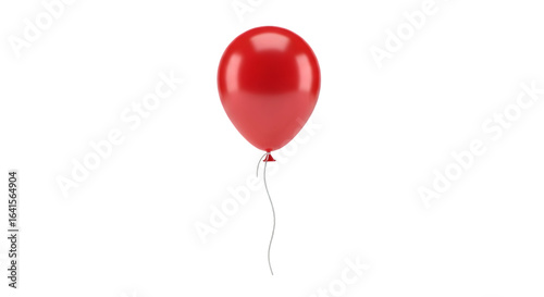 A single vibrant red balloon with a thin string, floating gracefully against a clean transparent background, isolated on transparent background