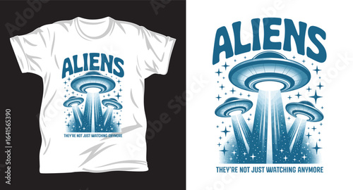 Alien graphic vector T shirt design print.