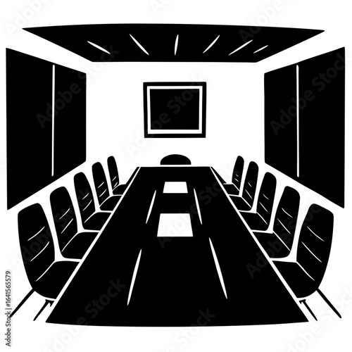 black and white office building