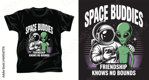 Alien graphic vector T shirt design print.