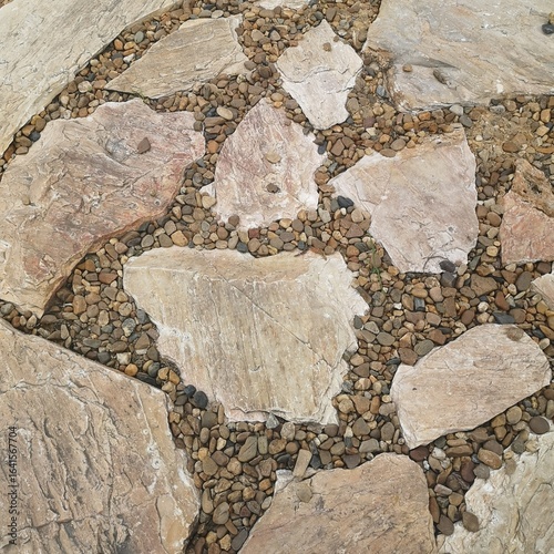 Top view stone walkway in the park, Empty with copy space for text.