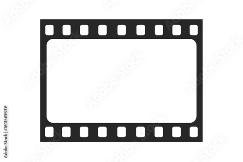 Classic black and white film strip frame, retro cinema template, movie reel border, vintage photography element, transparent background, vector illustration for design and graphic resources