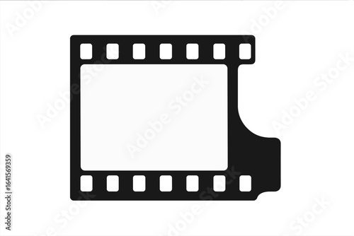 Retro black and white camera film strip template vector. Analog photography frame border. Vintage movie film roll. Cinema negative tape. Empty perforated filmstrip. Photography graphic resource.