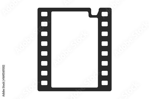 Vintage 35mm Film Strip Frame Isolated. Black and White Movie Film Negative Template. Classic Analog Photography Reel Border. Retro Cinema Filmstrip Icon. Blank Film Cell. Transparent Background.