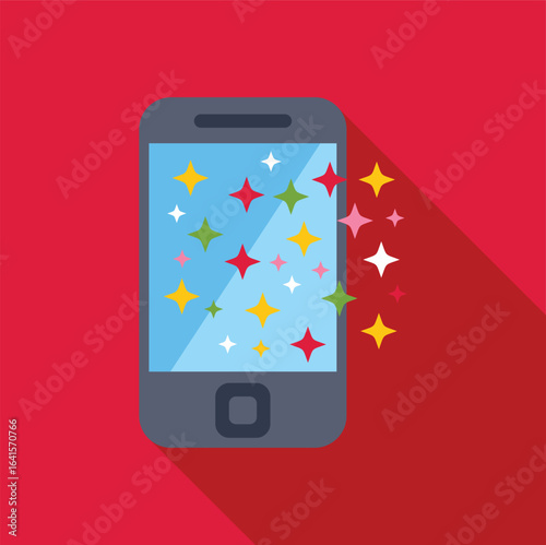 Wallpaper Mural Clean smartphone screen emitting colorful stars, concept of new technology or magic Torontodigital.ca