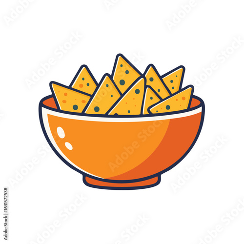 Bowl of Chips Icon Isolated...