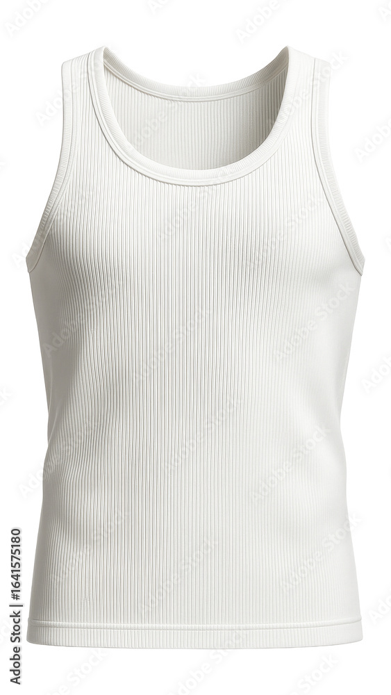 Men's classic white ribbed tank top with wide shoulder straps Men's classic white ribbed tank top with wide shoulder straps