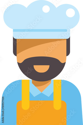 Smiling chef with beard wearing a toque and apron, representing restaurant profession