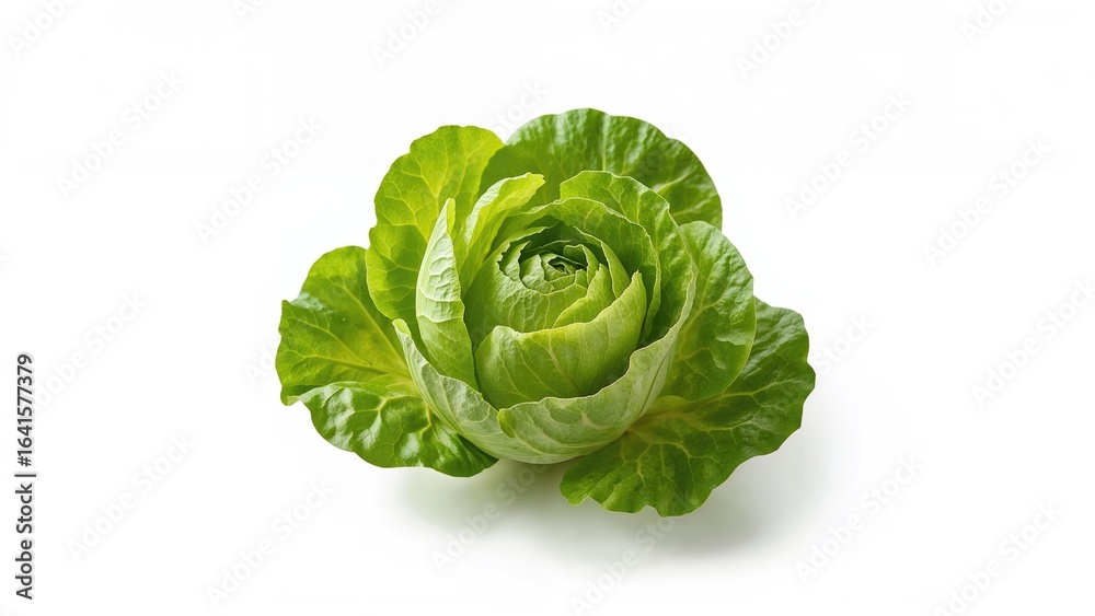 Fototapeta premium Fresh butterhead lettuce for salad on a clean white backdrop