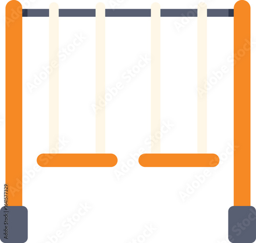 Two orange swings hanging from a metal bar, ready for children to enjoy outdoor playtime