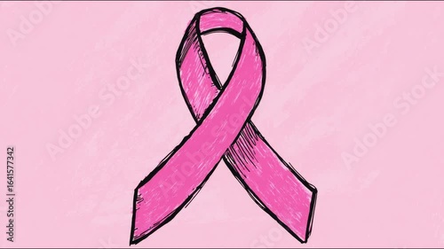 Pink ribbon animation symbolizing breast cancer awareness progression