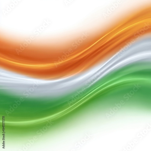 Abstract flowing waves in the colors of the indian flag creating a patriotic design isolated on white background