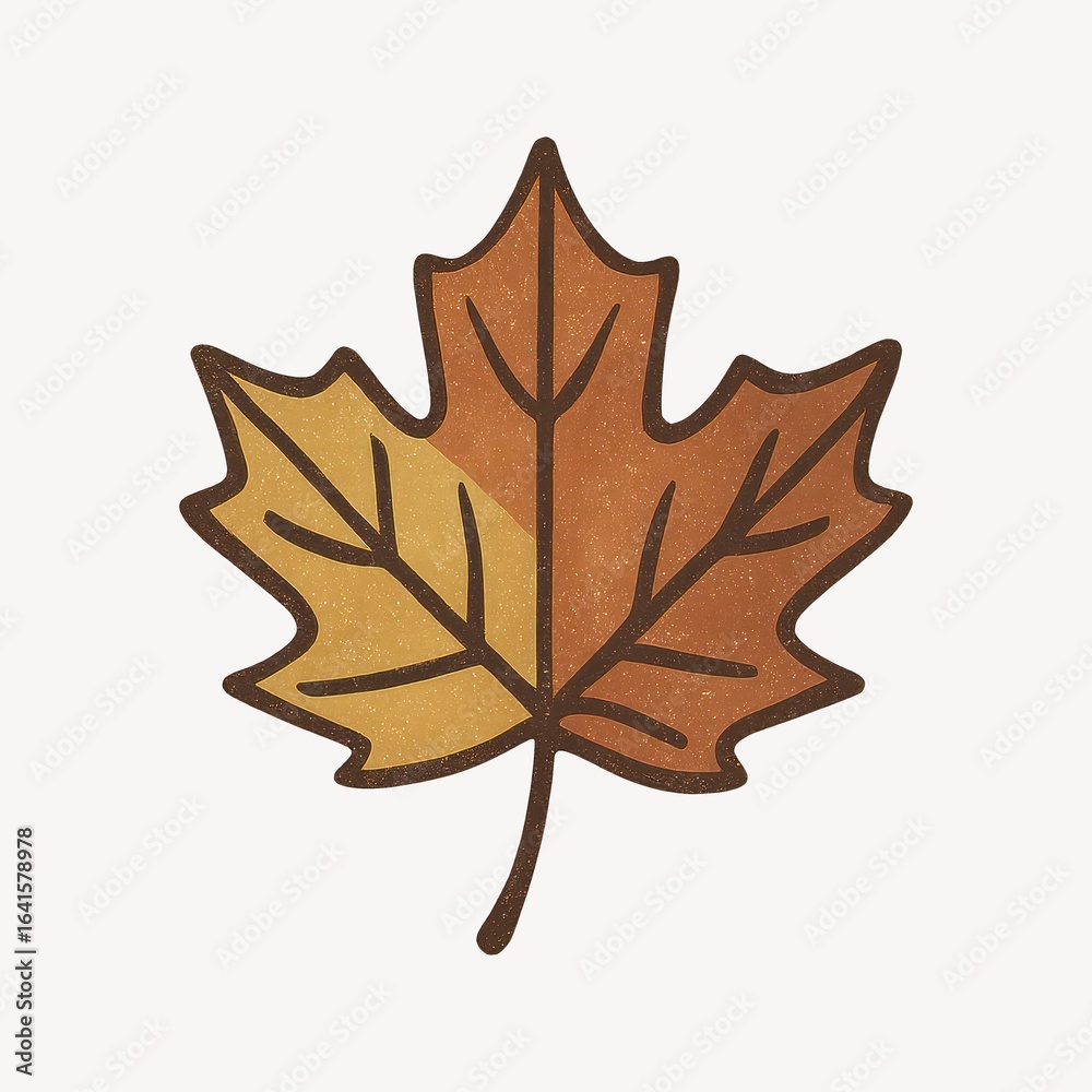 Naklejka premium Autumn leaf illustration with texture.