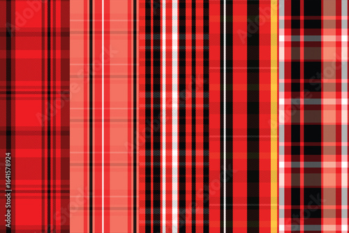Red Black White Tartan Check Plaid Seamless Pattern Background Flannel Shirt Fabric Textures