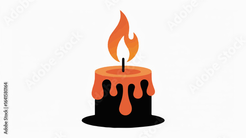 Stylized Dripping Candle with Vibrant Flame Illustration