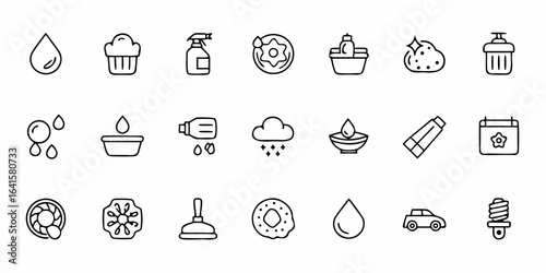 A fresh, water-themed icon collection for auto detailing, cleaning, and polishing services. Ideal for car wash branding, detailing packages, and promotional flyers