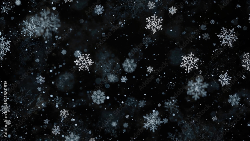 Fototapeta premium Snowfall Captured on a Midnight Canvas