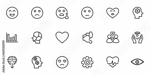 A refined icon set illustrating emotions, empathy, and interpersonal awareness. Ideal for psychology websites, therapy apps, and emotional intelligence training