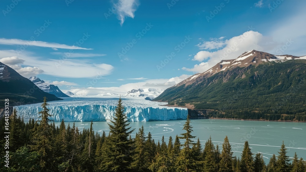Obraz premium Glacier waters under a bright summer sky