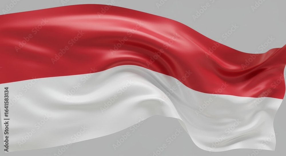 Naklejka premium Indonesian Flag Waving Against Gray Background