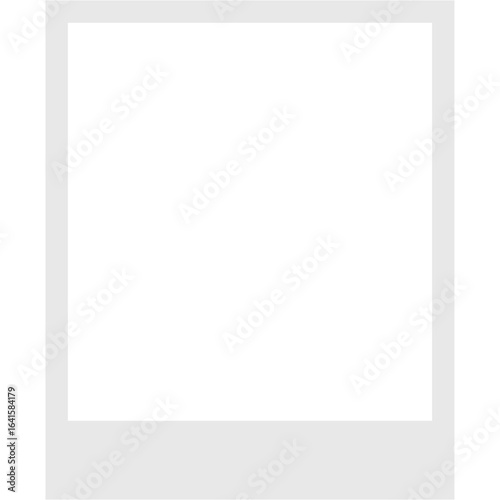 Minimalist blank instant picture frame isolated on a white background. Retro photography template for memories and designs.
