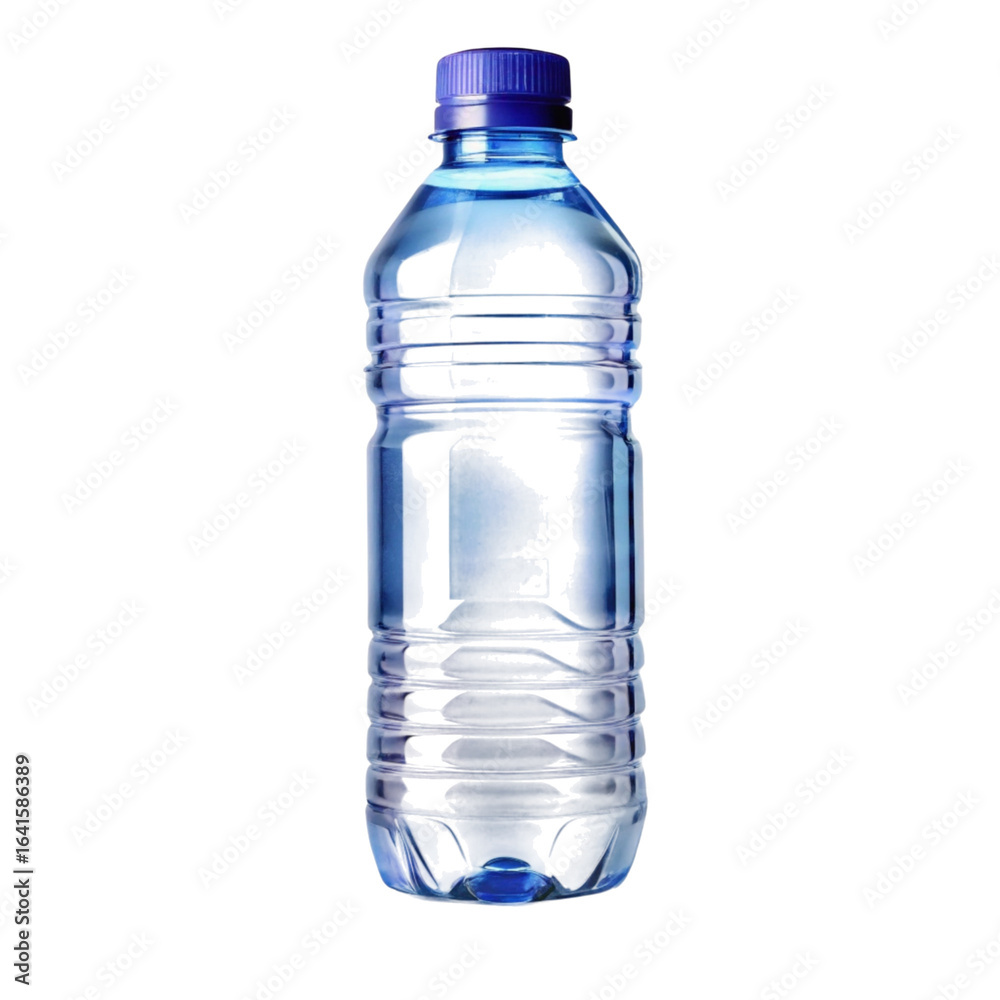 Naklejka premium Transparent blue reusable water bottle with flip top cap on black background