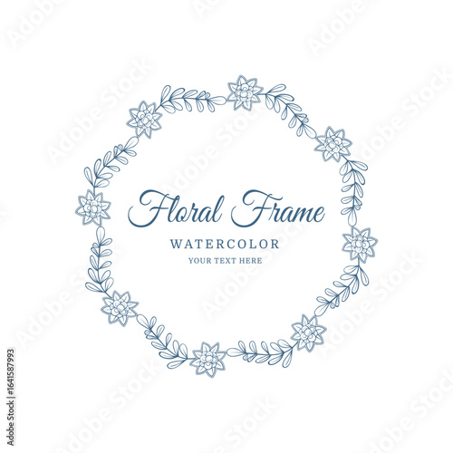 Floral Frame with Elegant Botanical Flowers and Leaves