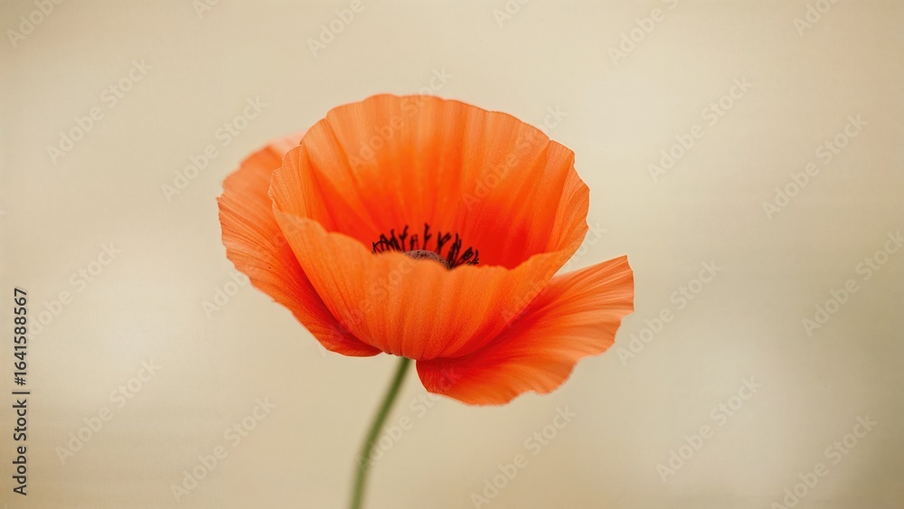 Fototapeta premium Focus on an isolated orange poppy blossom