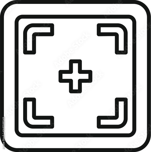 Simple, bold medical crosshair icon representing precise healthcare targeting and focus on patient well being