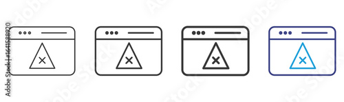 Ad Blocker Icon Set Illustration with Outline Style Variation