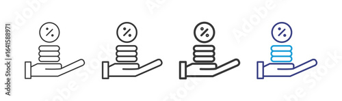 Commission Icon Set Illustration with Outline Style Variation