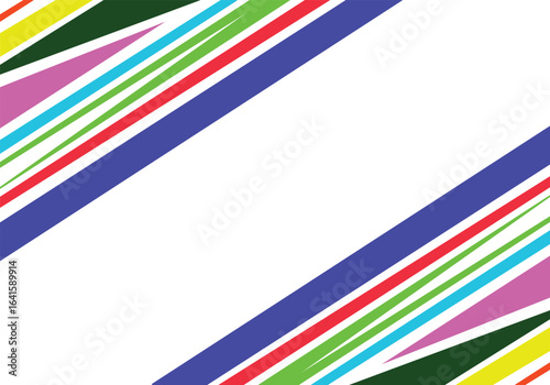 Abstract background with rough and jagged diagonal multi color stripe pattern