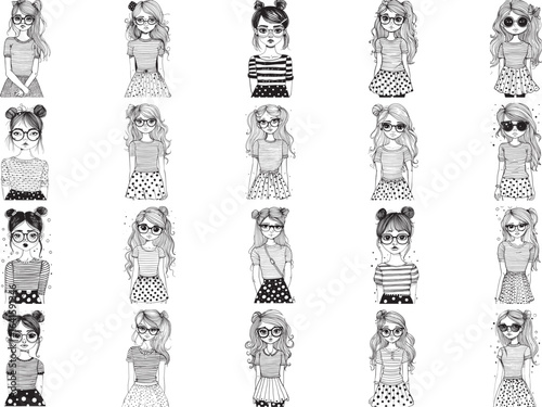 Fashionista Character Sketch. Street Sty