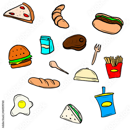 food icons set , Fast food vector