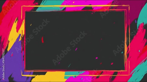 Vibrant colorful abstract frames with dynamic brush stroke patterns