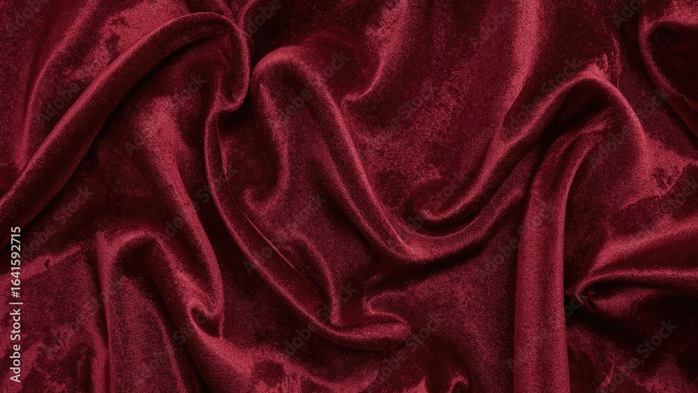 Fototapeta premium Deep red material with a gentle fabric look displayed on white, highlighting an abstract wavy texture and colorful pattern for artistic wallpaper and design