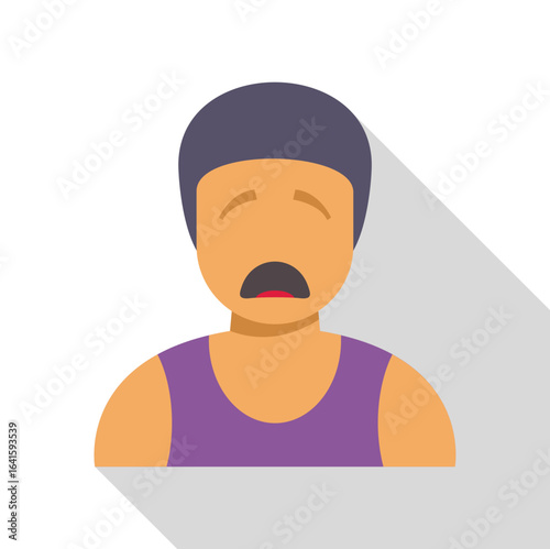 Flat vector illustration of a disappointed sportsman with purple tank top