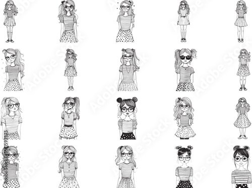 Fashionista Character Sketch. Street Sty