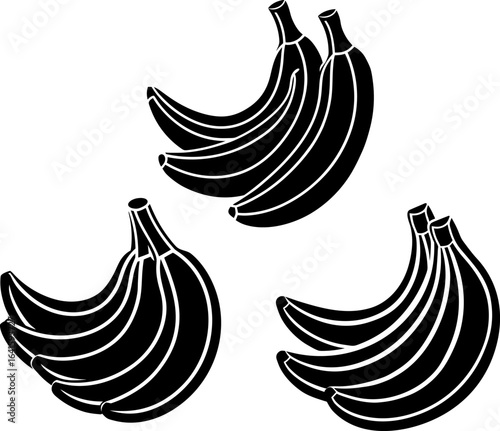 Banana fruit black silhouettes set, Set of banana fruit, banana fruit collections, Vector of banana, banana silhouette, banana isolated on white background