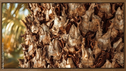 Close-up texture of palm tree wood with natural summer vibes