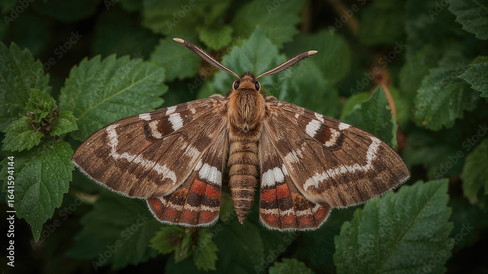Naklejka premium Hyalophora Cecropia Moth Displaying Its Wings