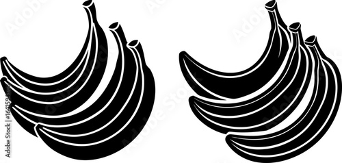 Banana fruit black silhouettes set, Set of banana fruit, banana fruit collections, Vector of banana, banana silhouette, banana isolated on white background