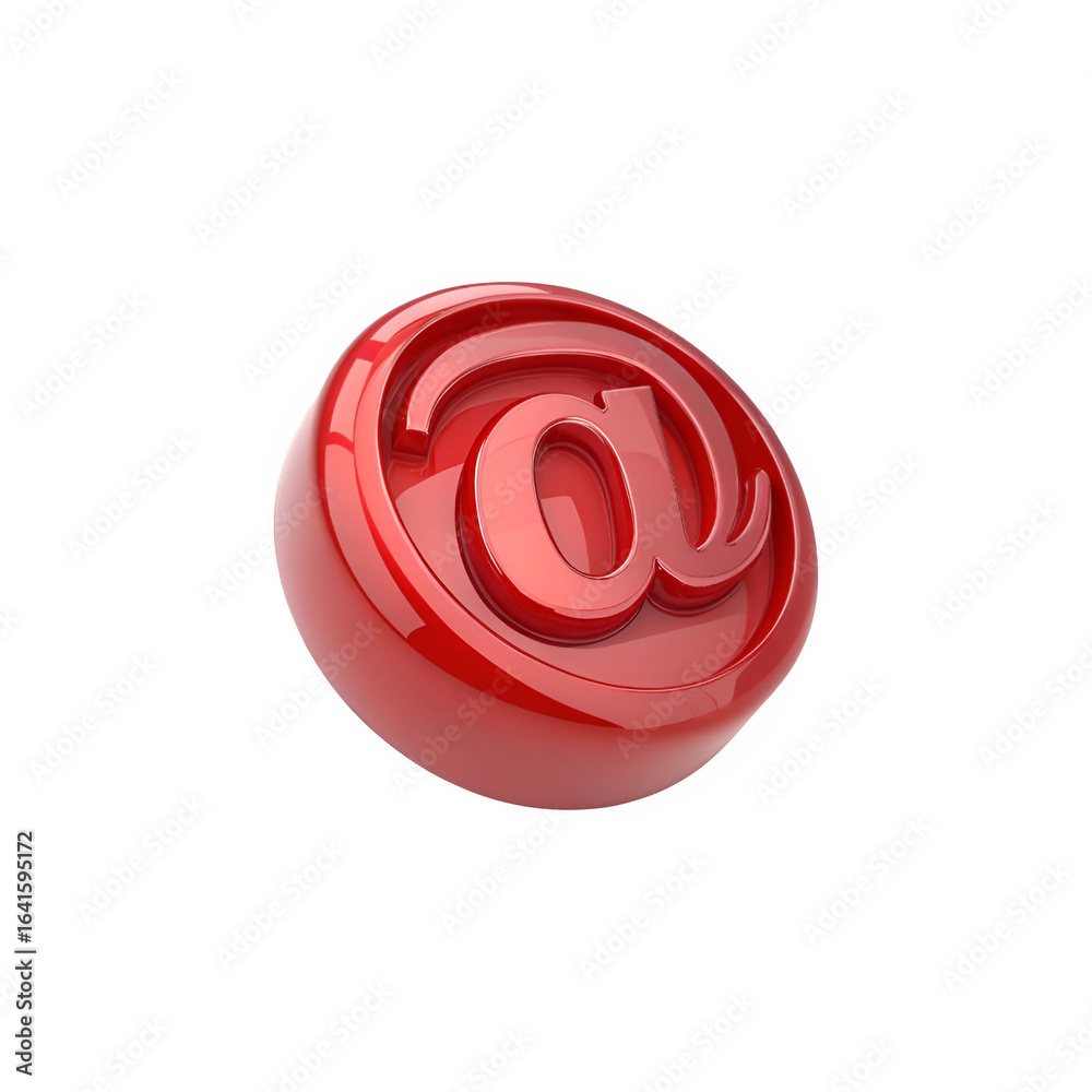 Obraz premium Red glossy at symbol on a transparent background isolated on transparent background