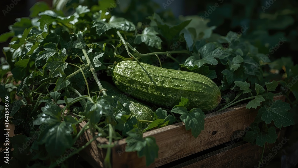 Obraz premium Fresh cucumbers displayed in a market setting with natural and healthy vibes
