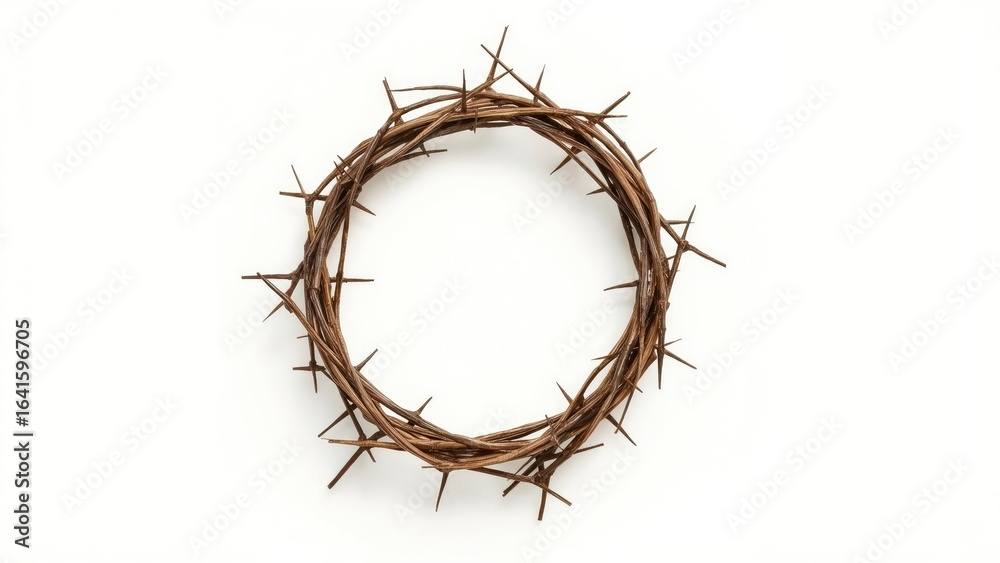 Fototapeta premium Wooden thorn crown displayed on white