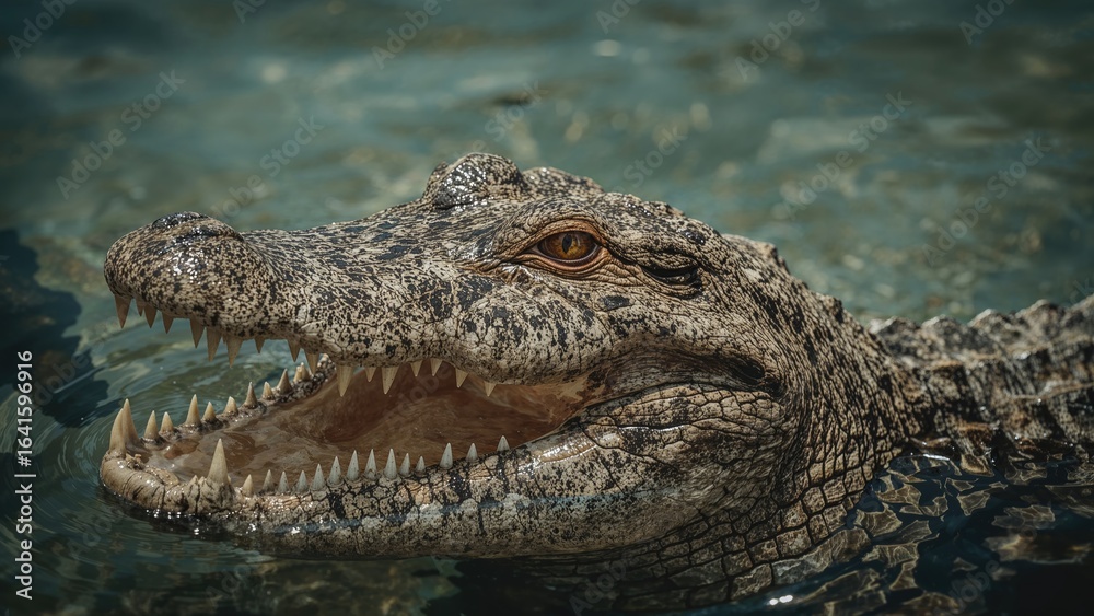 Naklejka premium Crocodile showing wide open jaws
