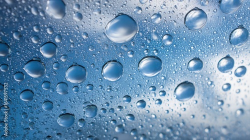 Wallpaper Mural Macro Shot of Water Droplets on Glass Surface Reflecting Sky, Creating Abstract Background Torontodigital.ca