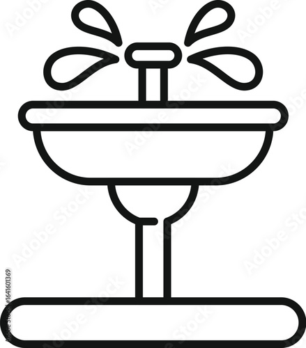Simple, minimalist icon of a water fountain dispensing refreshing water, perfect for representing public parks, hydration, and urban amenities