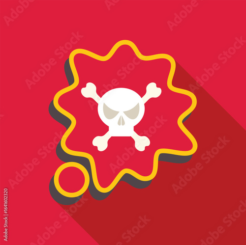 Skull and crossbones with a threatening expression inside a red speech bubble, symbolizing toxic thinking and negative thoughts